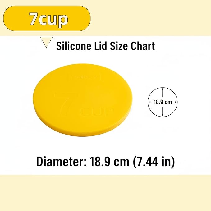 Yodecy Silicone Bowl Lids fit Pyrex Glass Bowls 7402-PC 7 Cup, Yodecy Silicone Bowl Lids fit Anchor Hocking Glass Bowls 7402-PC 7 Cup,Replacement Lids(2 Pack Yellow)