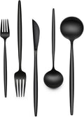 30-Piece Black Silverware Set, Flatware Set for 6, Food-Grade Stainless Steel Tableware Cutlery Set, Utensil Sets Kitchen Cutlery for Home Office Restaurant Hotel