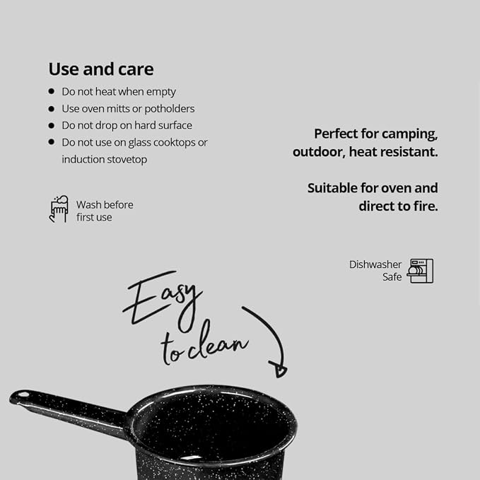 Granite Ware Saucepan Set, 1 Qt & 2 Qt - Speckled Black, Set of 2 | Porcelain Surface & Scratch-Resistant Non-Stick Pots for Sauces, Soups & Everyday Cooking, Even Heat Distribution