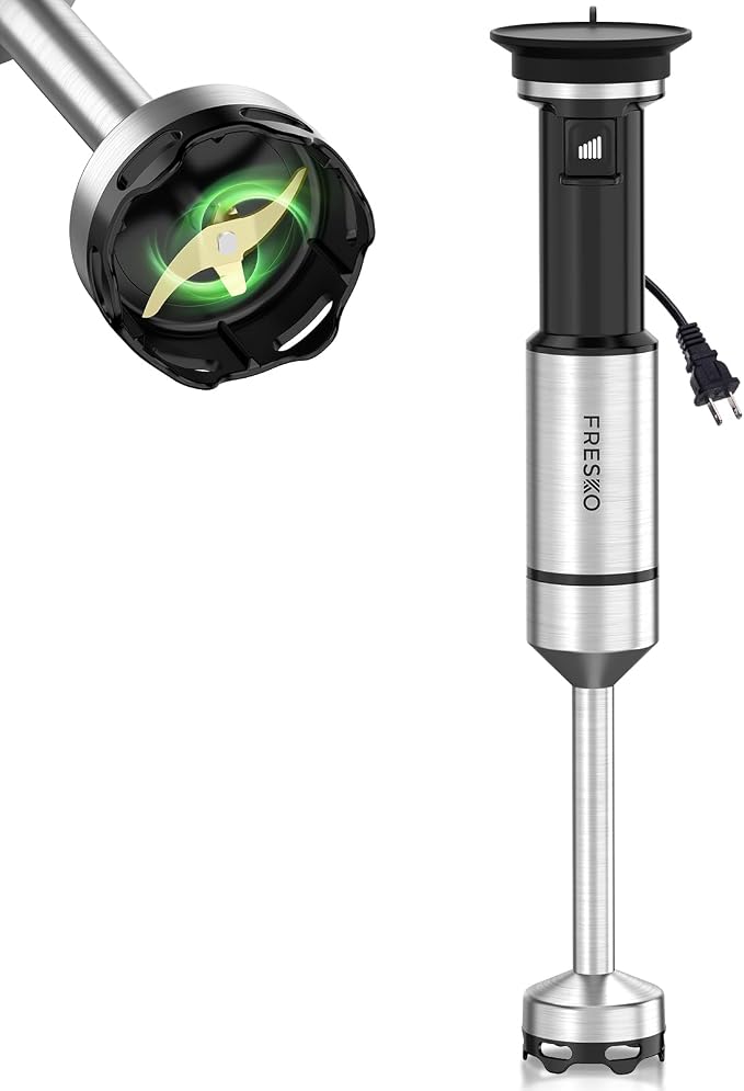 FRESKO Immersion Blender Handheld, Hand Blender with Variable Speed Trigger | Anti-Scratch Stainless Steel Shaft, Stick Mixer for Soups, Shakes, Baby Food & Puree