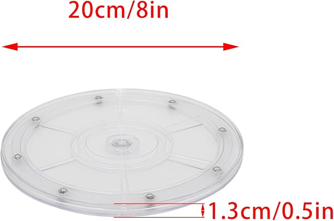 1Pcs Clear Acrylic Lazy Susan 8 Inch Turntable Organizer Bearings | Mini Lazy Susan, Small Lazy Susan Turntable, 360° Rotating Swivel Plate for Spice Rack, Cosmetic, Cake, Pantry, DIY Display