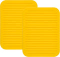 Yellow Silicone Trivet Mat for Hot Pans and PotsS Hot Pads Counter Mat Heat Resistant Table Dish Drying Mat or Placemats 2 Pack, Rectangular Trivets Mats 9x12 Inches