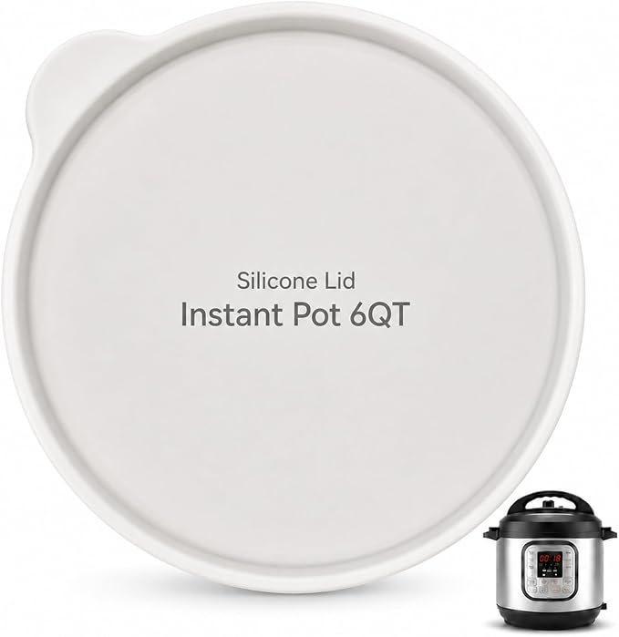 Airtight Silicone Lid with Easy Grip Handle for Instant Pot 6 Qt | Leakproof & Spill Proof Inner Pot Cover for Food Storage, BPA Free, Dishwasher Safe