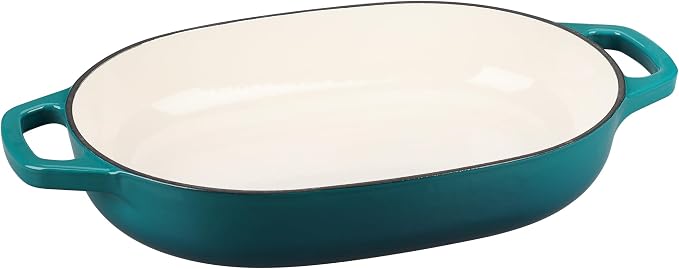 EDGING CASTING Enameled Cast Iron Oval Dutch Oven Pot with Lid, Dutch Oven for Sourdough Bread Baking, Bread Oven, Bread Dutch Oven, Oval Bread Pan, 7qt, Darkcyan
