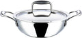 Vinod Platinum Triply Kadai with Lid, Extra Deep, 18cm, for Home Kitchen | Induction And Electric Friendly Stainless Steel Wok; Suited For Indian Sauces, Stews And Soups