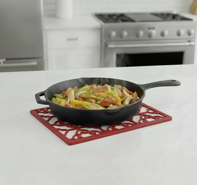 GASARÉ, Extra Large, Thick, Silicone Trivet for Hot Dishes, Pots, and Pans, Heat Resistant Mat for Countertop, Hot Pad for Kitchen, Easy to Clean, 16 x 12 x 3/8 Inches, (Red, Spaniard)