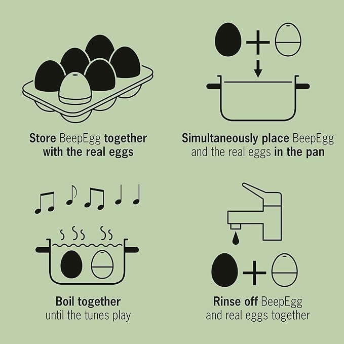 50s BeepEgg – Egg Timer for Boiling Eggs – Musical Egg Cooker for Soft, Medium, Hard Boiled Eggs – Food Safe – Singing Floating Egg Timer – Egg Cooker for 3 Levels of Doneness - Brainstream