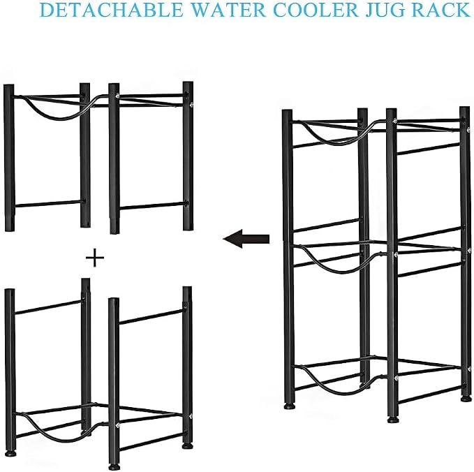 LIANTRAL 5 Gallon Water Bottle Rack - Detachable Heavy Duty 3-Tier Stand for Home, Office (Black) | 3-Tier Black,Heavy-Duty Steel,Rustproof,Easy Assembly,Floor Protection,Save Space, Detachable,Perfect for Home, Kitchen