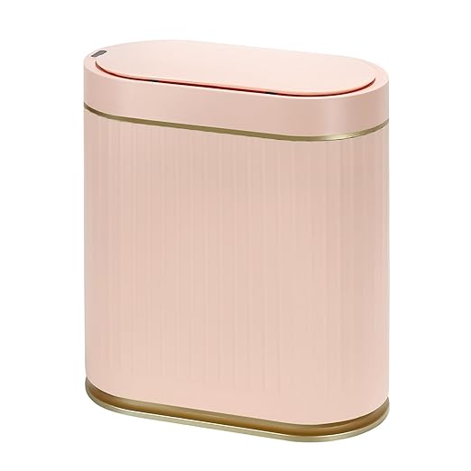 SYNCVIBE Bathroom Sensor Trash Can with Lid, 2 Gallon, Automatic Lid, Pink | 7.5 Liter Smart Garbage Bin, Slim IPX5 Waterproof Plastic Wastebasket, Small Trash Bin for Bedroom, Office and Living Room