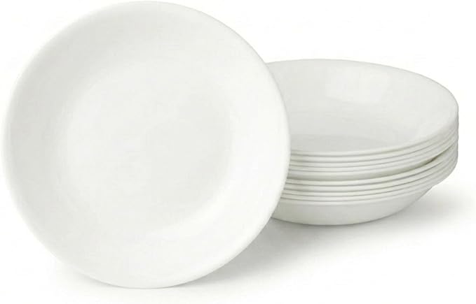 Corelle Vitrelle 6-Piece Bowl Set Triple Layer Glass and Chip Resistant, 20-Oz Lightweight Round Bowls, Winter Frost White