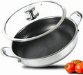 Large Stainless Steel Hybrid Nonstick Deep Frying Pan, 13inch 7.2QT | 316L Stainless Steel, Two Handle Hold Sauté Pan with Lid, PFOA Free, Premium Cookware for Stir fry/Toast/Roast/Bake/Stew
