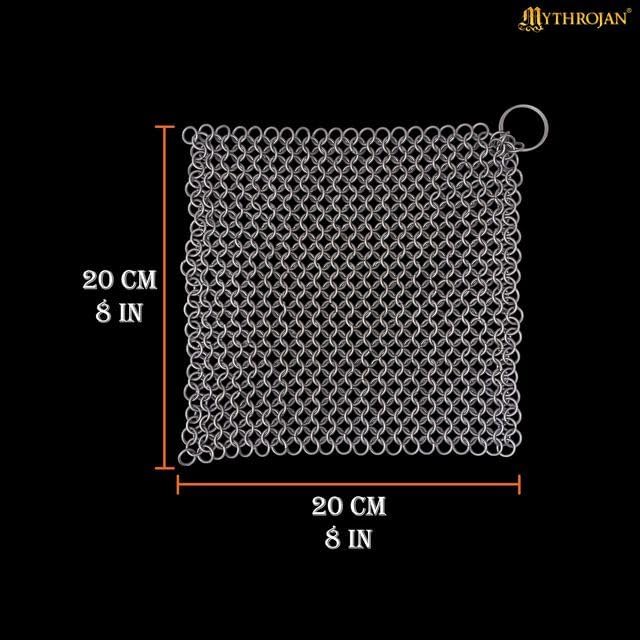 Chainmail Scrubber Cleaner 7.8" x 7.8" Premium 316L Stainless Steel Scrubber for Cast iron Pots,Pan, BBQ Grill, Wok and All Kitchenware Items - Stainless Steel