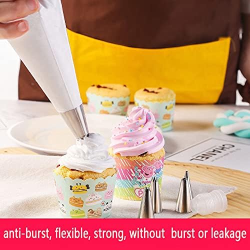 100 Pieces Piping Bags Disposable -14 inch Tipless Piping Bags | Pastry Bags | Icing Bags | Frosting Bags for Cake Cookies Baking Decorating (100, 14inch)