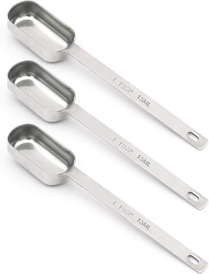 3PCS 1TBSP(15ML) Measuring Spoon, Stainless Steel Long Handle Teaspoons | High Precision, Food-Grade Stainless Steel, ‌Rust-Free, Dishwasher-Safe, Easy-Read Markings, Multi-Purpose, Sturdy & Durable