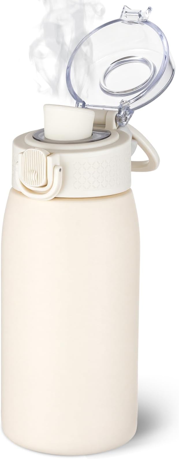 Insulated Water Bottle 12 oz with Dustproof Lid, Carry Handle & Tea Infuser, BPA-Free & Leakproof, Stainless Steel Water Bottles Ideal for Fitness, Hiking, Office & Outdoor Use （Beige ）