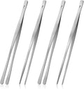 Vaincre 4PCS 12" Stainless Steel Kitchen Tongs Tweezers with Serrated Tips | Precision Serrated Tips, Multi-Use Culinary Tweezers, For Chef Culinary Use, Serving Food, Pasta, Everyday Cooking