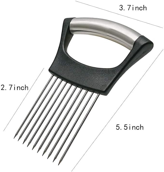 Stainless Steel Onion Slice Holder, Lemon Slicer Vegetable Cutter, Chopper Slicing Assistant Tool for Meat, Onion, Potato, Tomato Home Kitchen Tools (C-2 PCS)