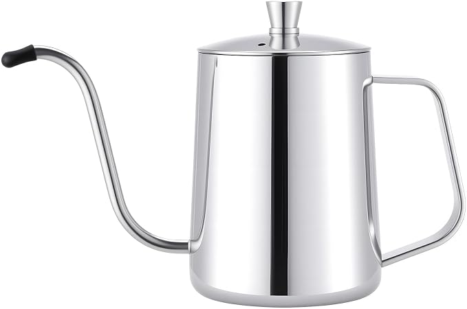 PARACITY Pour Over Kettle, 20 oz Stainless Steel Camping Drip Coffee Pot | Long gooseneck spout controls flow for even brewing; the hanging-ear handle and lid suit coffee or tea at home or outdoors