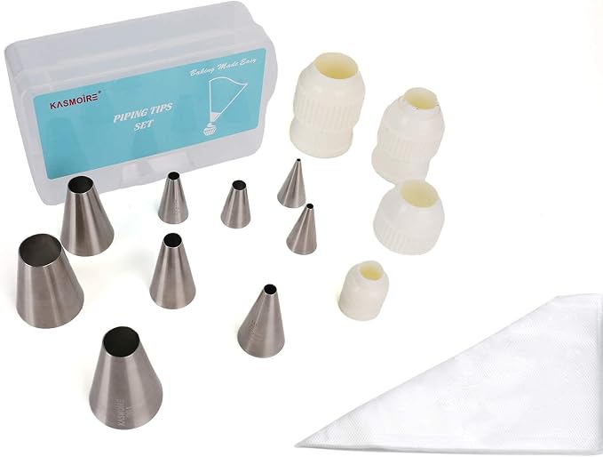 9 Pcs Round Piping Tip,Macaron Piping Tip,Cake and Cookie Decorating Plain Tube Set