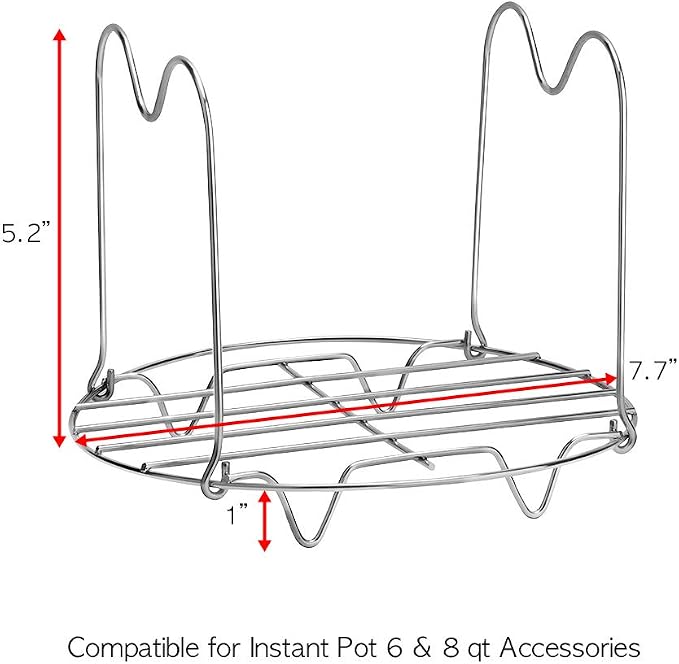 Steamer Rack Trivet with Handles Compatible with Instant Pot Accessories 6 Qt 8 Quart, Pressure Cooker Trivet Wire Steam Rack, Great for Lifting out Whatever Delicious Meats & Veggies You Cook