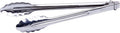 Winco 12" Silver Heavy-Duty Utility Stainless Steel Tongs | Heavy-duty, Locking clip, Scalloped edges, Great for Salads, Buffets and Catering