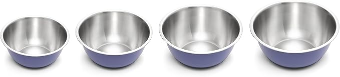 Fox Run Stainless Steel Mixing Bowl, 2.75 Quart Purple Mixing Bowl | Non-Skid Base For Easy Mixing | Cute Purple Design | Small Double Wall Stainless Steel Mixing Bowl For Temperature Retention