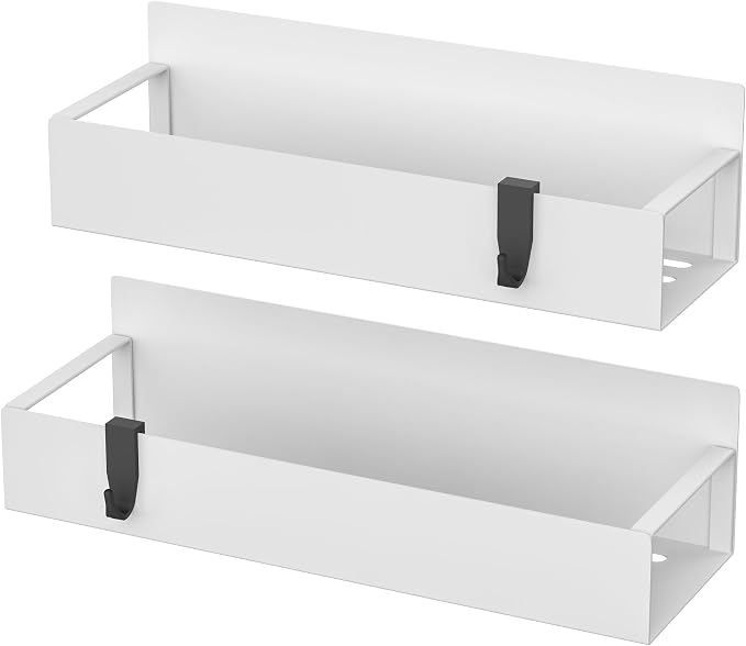 2 Pack Magnetic Spice Storage Rack Organizer for Refrigerator and Oven, White Fridge Organizers and Storage | Magnetic Shelves Heavy Duty for Fridge in Kitchen, Seasoning Storage Organizer, For Oven Washer and Dryer, For Heavier Items