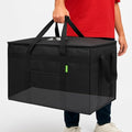 Bodaon Insulated Food Delivery Bag with Hard Baseboard, XXXL, Black, 1 Pack | Heavy-Duty, Waterproof Lining, Cold/Hot Warmer for Delivery, Reusable Grocery Carrier for Pizza, Drinks, Camping, Commercial