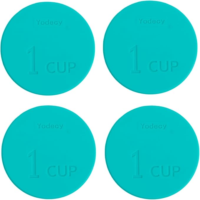 Yodecy Silicone Bowl Lids fit Pyrex Glass Bowls 7202-PC 1 Cup, Yodecy Silicone Bowl Lids fit Anchor Hocking Glass Bowls 7202-PC 1 Cup,Replacement Lids 3.8in(4 Pack Blue-green)