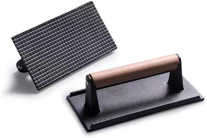 KitchenTools Heavy Duty 8"Cast Iron bacon Grill Press Smash Burgers Press Burger Tool for Grill and Griddle BBQs and Tailgates Gifts for Men and BBQ Enthusiasts