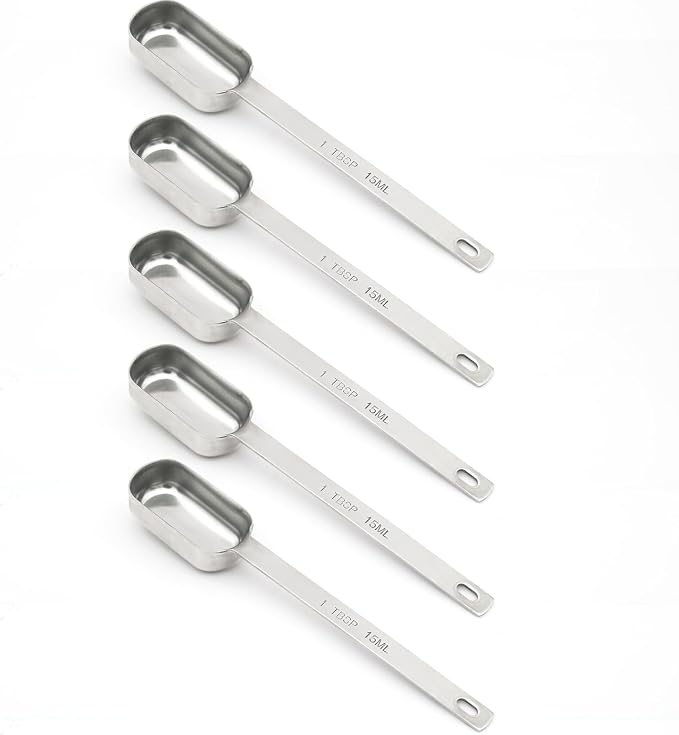 5PCS 1TBSP(15ML) Measuring Spoon, Stainless Steel Long Handle Teaspoons | High Precision, Food-Grade Stainless Steel, ‌Rust-Free, Dishwasher-Safe, Easy-Read Markings, Multi-Purpose, Sturdy & Durable