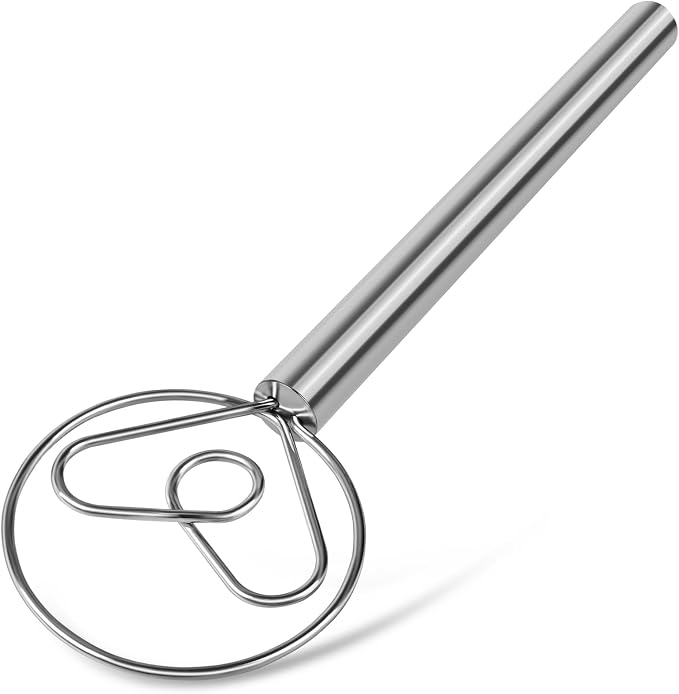 TEEVEA Danish Dough Whisk Stainless Steel for Sourdough Bread | Dutch Dough Hook, Replaces Hand Mixer and Spoon, Bread Baking Tool, Food Grade Rust Resistant Steel, Non-Stick, Easy to Clean