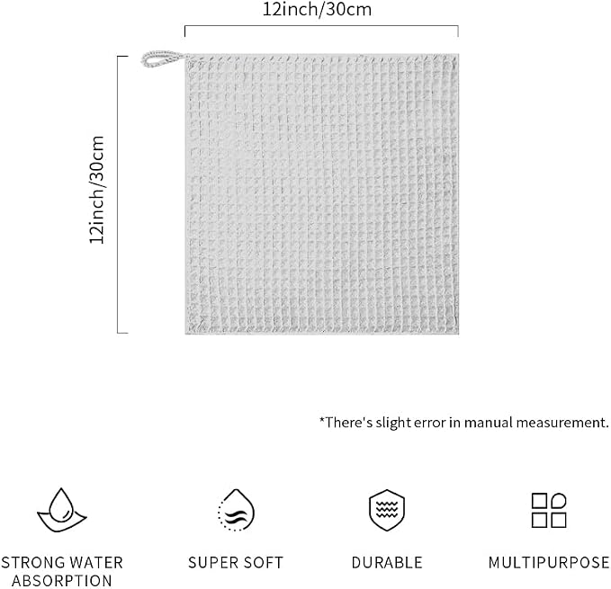 watchget Microfiber Cleaning Cloth,Barista Micro Towels 10 Pack Light Grey | Professional 12"x12" Lint-free Rags;Waffle Weave;Highly Absorbent Cleaning Towels for Espresso Steam Wands&Coffee Counters