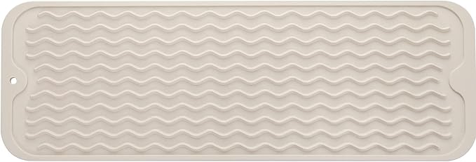 MicoYang Silicone Dish Drying Mat for Multiple Usage,Easy clean,Eco-friendly,Heat-resistant Silicone Mat for Kitchen Counter,Sink,Bar,Bottle,or Cup Tapioca M 17 inches x 6 inches