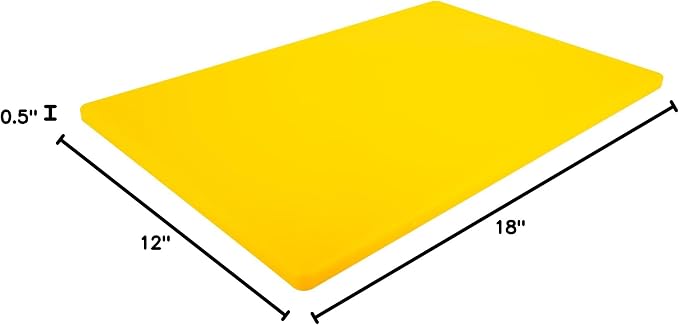 Thirteen Chefs Large 18 x 12 Yellow Cutting Board - Professional 1/2 Inch Thick HDPE for Poultry and Chicken - Food Service and Restaurant Certified