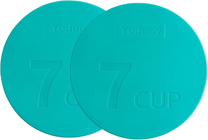 Yodecy 7Cup Silicone Bowl Lids fit Pyrex Glass Bowls 7402-PC 7 Cup, Yodecy Silicone Bowl Lids fit Anchor Hocking Glass Bowls 7402-PC 7 Cup,Replacement Lid 7.28in(2 Pack Blue-Green)
