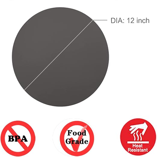 Silicone Baking Mat 12 Inch, Non Stick Microwave Turntable Mat for Kitchen, Multi-Purpose Heat Resistant Oven Mat 2 Pack (Gray)