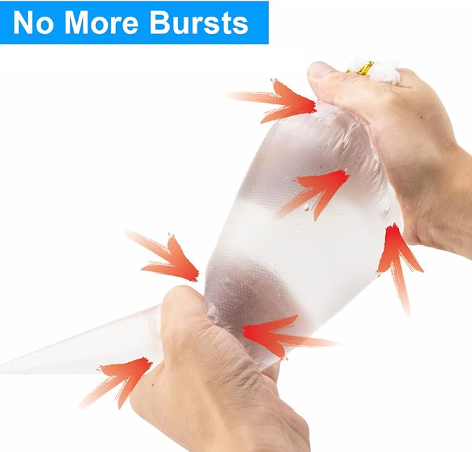 Piping Bags Set, Pastry Bags, Frosting Bags, Cake Decorating Bags | 100Pcs Pastry Bags, 12 Inch Bags Piping Bags Disposable with 3 Bag Ties, 3 Clips & 1 Scriber Needle