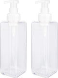UUJOLY Foaming Soap Dispenser 1L (33.8oz) Refillable Plastic Pump Bottle for Liquid Soap, Shampoo, Body Wash (2 Pcs) (Clear) | Hand Dispenser for Liquid Soap, Shampoo & Body Wash – Saves Soap with Rich Foam, Reusable, Easy to Refill, BPA-Free