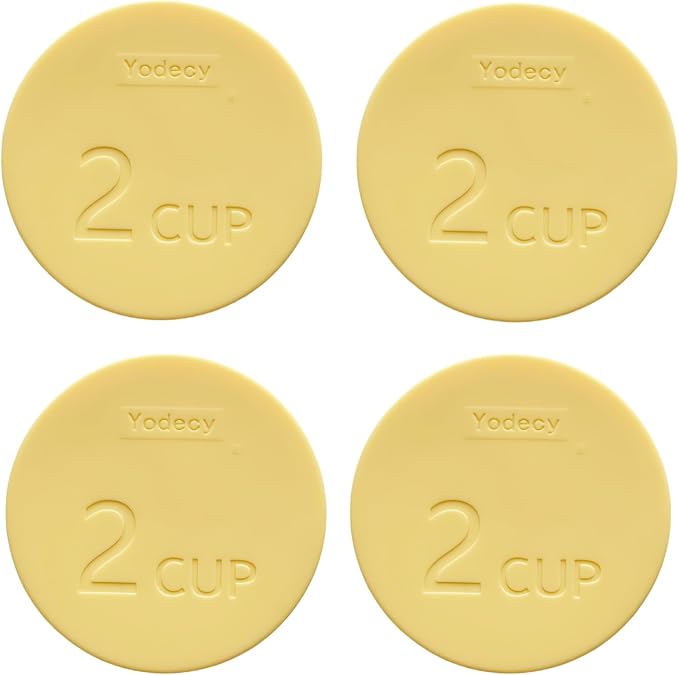 Yodecy Silicone Bowl Lids fit Pyrex Glass Bowls 7200-PC 2 Cup, fit Anchor Hocking Glass Bowls 7200-PC 2 Cup,Replacement Lids 4.76in/12.1cm(4 Pack Pastel Yellow)