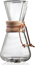 Chemex Pour-Over Glass Coffeemaker - Classic Series - 3-Cup - Exclusive Packaging | Manual Drip Coffee Brewer, Non-Porous Borosilicate Glass, Uses FP-2 Filters, Sediment-Free