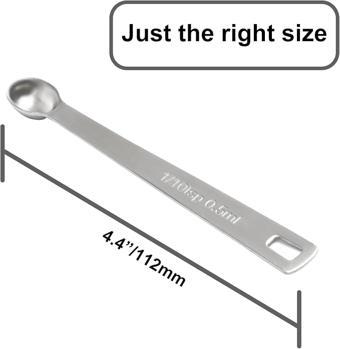 2PCS 1/10tsp(0.5ml) Mini Measuring Spoon, Small Teaspoon for Tiny Amounts | High Precision, Food-Grade, ‌Rust-Free, Dishwasher-Safe, Easy-Read Markings, Multi-Purpose, Sturdy & Durable