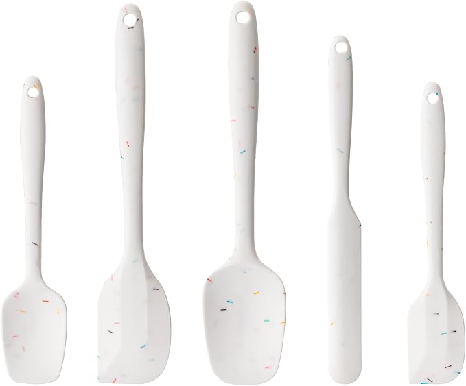 Silicone Spatula Set,5 Piece Food Grade Rubber Spatulas,Candy Color | Spatulas Silicone Heat Resistant for Baking,Cooking,and Mixing High Heat Resistant Non Stick Dishwasher Safe BPA-Free