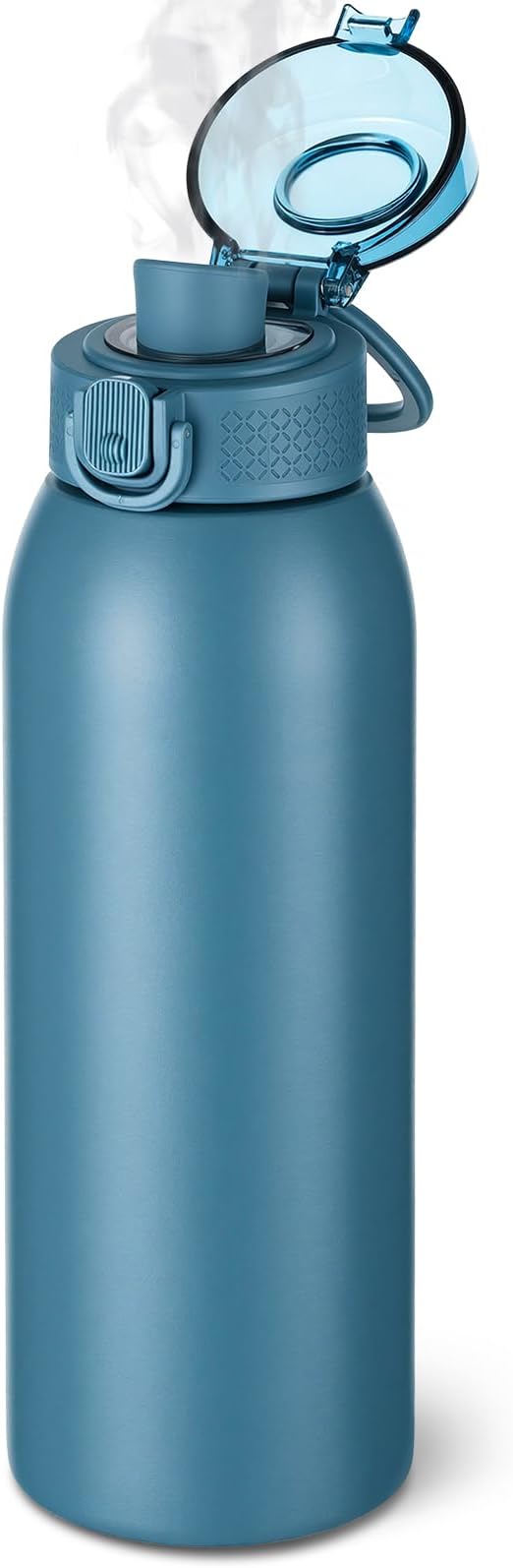 Insulated Water Bottle 24 oz with Dustproof Lid, Carry Handle & Tea Infuser, BPA-Free & Leakproof, Stainless Steel Water Bottles Ideal for Fitness, Hiking, Office & Outdoor Use (Navy Blue)