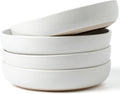 famiware Milkyway 33 oz Pasta Bowls Set of 4, White | Scratch-Resistant Stoneware Salad Bowls, Stackable, Dishwasher & Microwave Safe, Lead-Fre