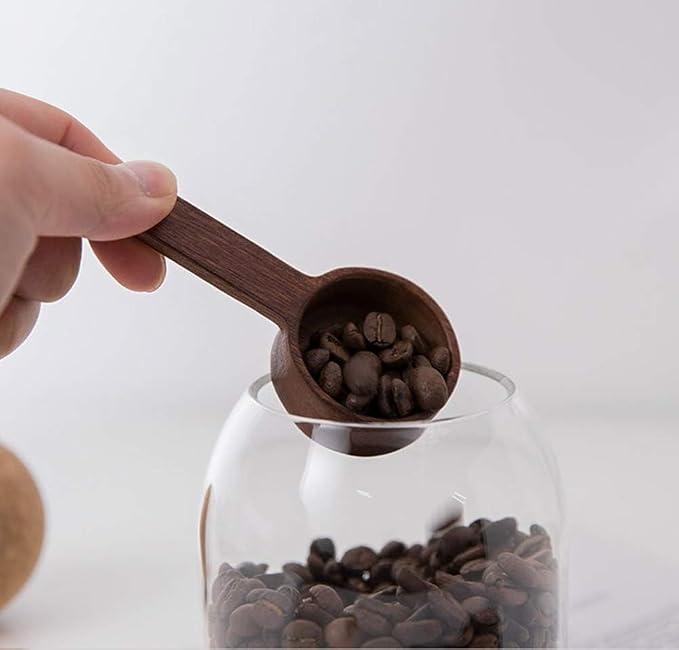 Coffee Spoons, ablespoon Scoop, Coffee Ground Spoon, Measuring for Ground Beans or tea, Soup Cooking Mixing Stirrer Kitchen Tools Utensils, 1 Wooden Tea Scoop (Walnut Wooden 3.86 in）
