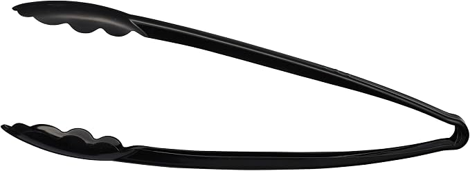 [Black Tongs 12'' Inches] Plasticpro 12'' Serving Tongs Heavy Duty Reusable Kitchen and BBQ Black Serving Tongs for party's, Caterings, Events, Buffet, Weddings, And every Day use Pack of 12