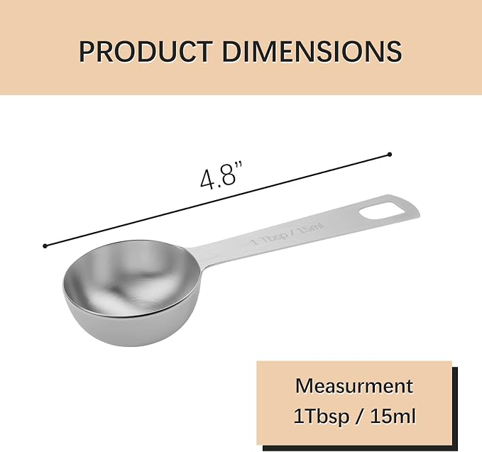 2PCS 1Tbsp(3tsp, 15ml) Measuring Spoon, Stainless Steel Teaspoon | High Precision, Food-Grade, ‌Rust-Free, Dishwasher-Safe, Easy-Read Markings, Multi-Purpose, Sturdy & Durable