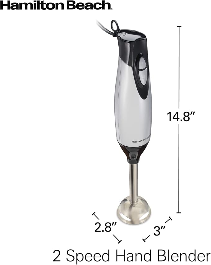 Hamilton Beach 4-in-1 Electric Immersion Hand Blender with Handheld Blending Stick, Whisk + 3-Cup Food & Vegetable Chopper Bowl, 2-Speeds, 225 Watts, Silver and Stainless Steel (59765) | Handheld Blending Stick | Whisk | 3-Cup Vegetable Chopper Bowl | ...