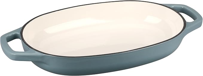 EDGING CASTING Enameled Cast Iron Oval Dutch Oven Pot with Lid, Dutch Oven for Sourdough Bread Baking, Bread Oven, Bread Dutch Oven, Oval Bread Pan, 5qt, Seasalt